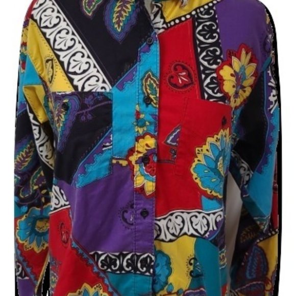 VTG FRONTIER SERIES Floral Western Colorful Shirt - Picture 2 of 12